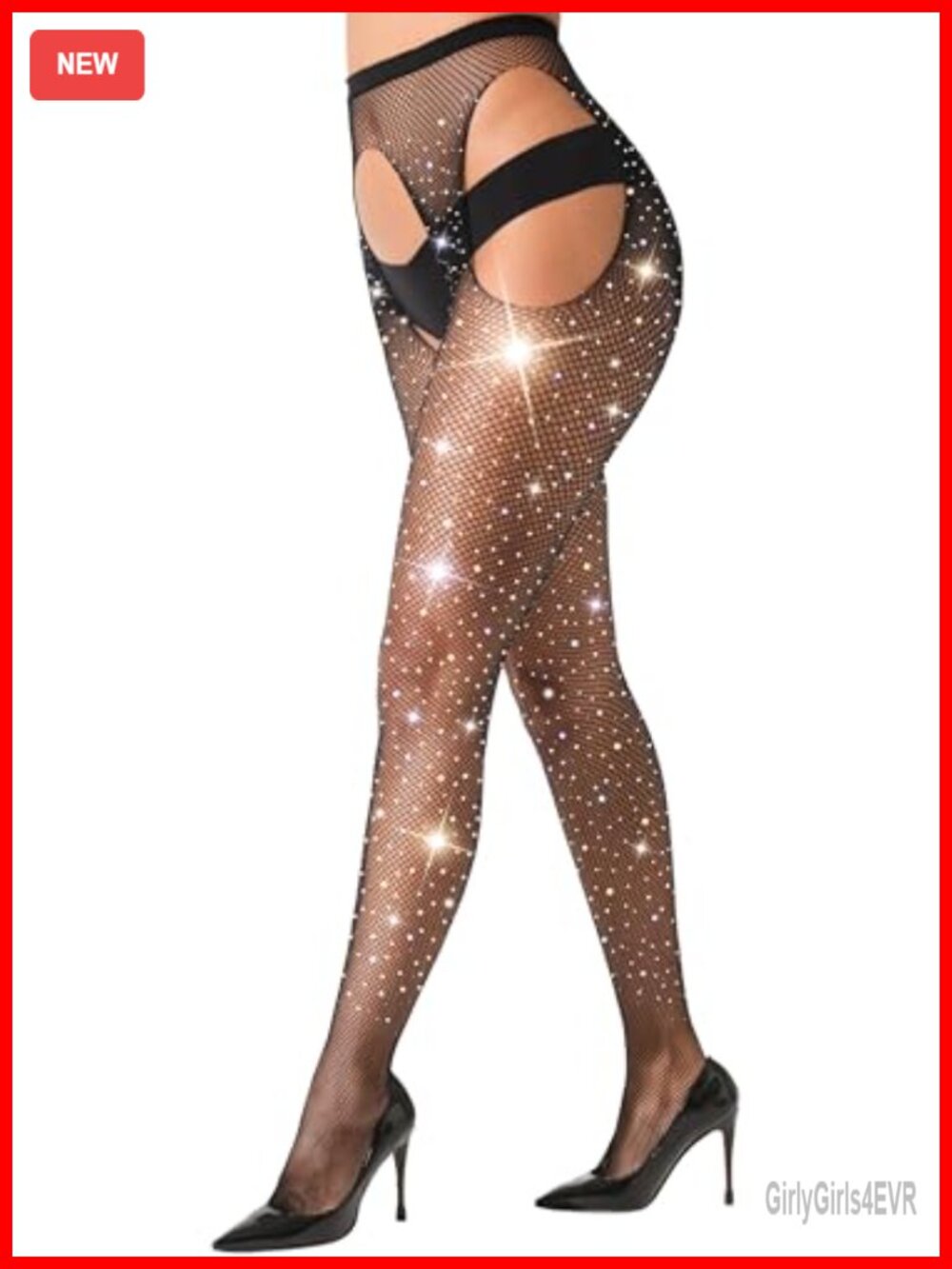 Fishnet Stockings High Waist Rhinestone Tights Nylon Spandex
